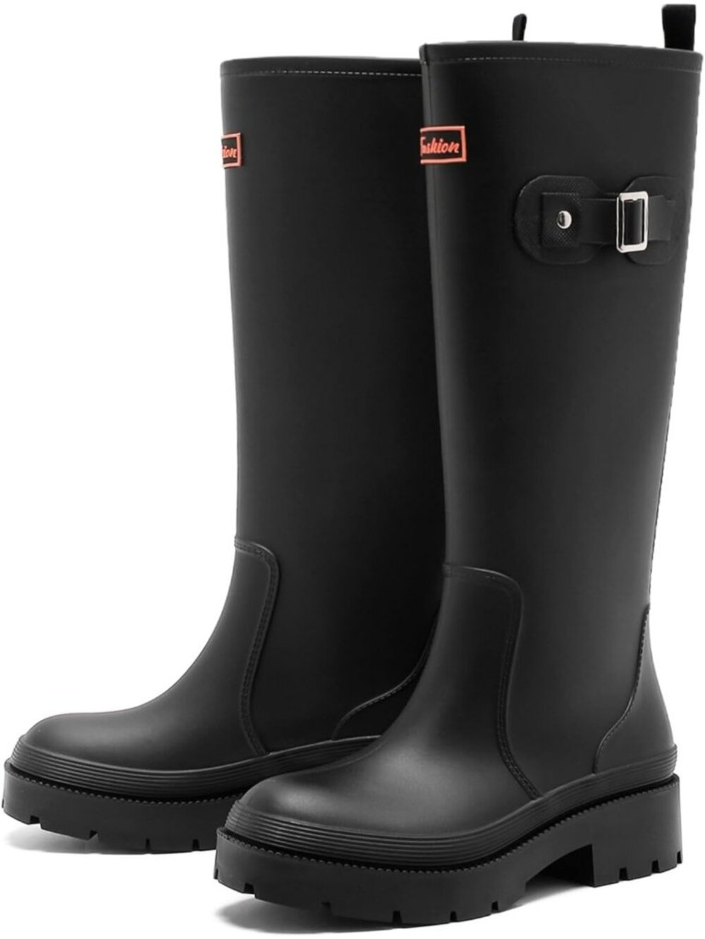 Women's Black Rain Boots Slip-Resistant Waterproof Rubber Muck Fishing Boots
